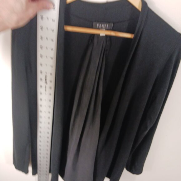 Forte Black Merino Wool & Silk Blend Button Back Open Long Sleeve Cardigan, MED - Picture 14 of 14